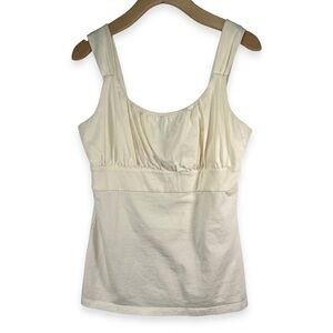 NWOT Ann Taylor Cream Ruched Scoop Neck Empire Waist Tank Top Boho Milkmaid Sz S